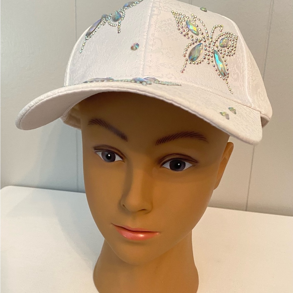 Elegant White Butterfly Embellished Cap